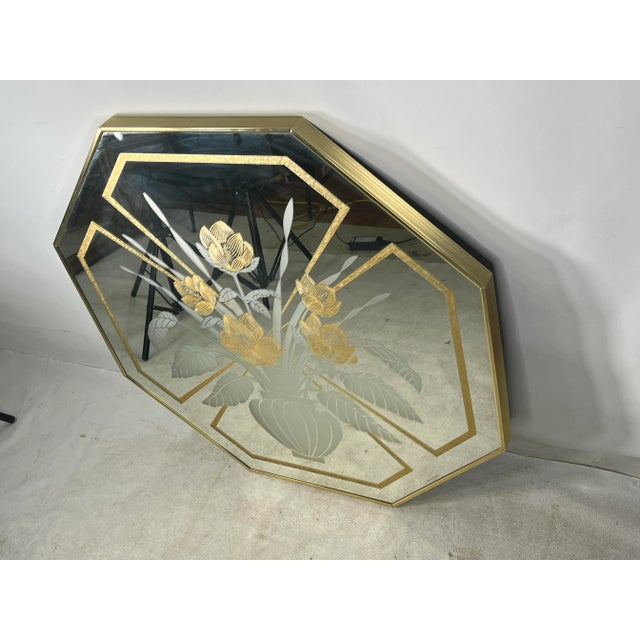 Vintage Windsor Art Metal Framed Wall Mirror Floral Design For Sale - Image 4 of 10