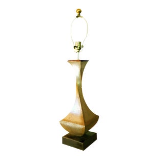 1970s Tonello & Montagna Grillo Style Solid Plaster Golden Italian Table Lamp on Sculptural Base For Sale