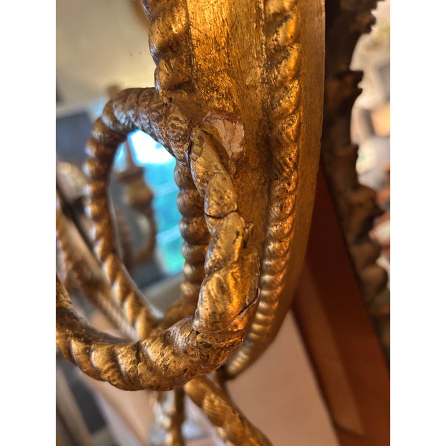 Italian Giltwood Oval Antique Mirror For Sale - Image 15 of 18