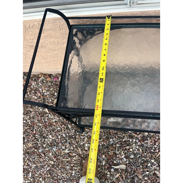 1970s Mid-Century Modern Woodard Style Patio Bistro Wrought Iron Serving Bar Tea Cart For Sale - Image 12 of 12