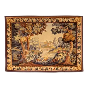 Antique Signed "Aubusson" French Hand-Woven Tapestry