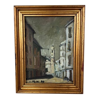 20th Century Italian Impressionist Riviera Cityscape Oil Painting Framed For Sale