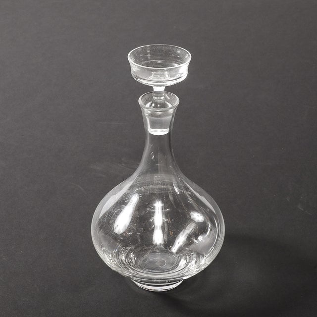 Mid-Century Modern Mid-Century Modernist Sculptural Crystal Decanter With Basin Form Stopper For Sale - Image 3 of 16