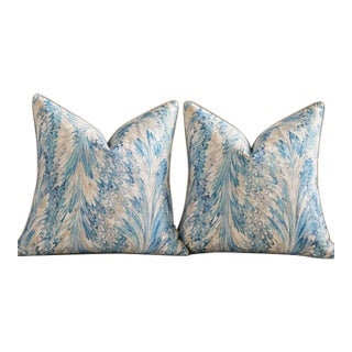 Lee Jofa Taplow Capri Sky Blue Pillows - 22" Pair For Sale