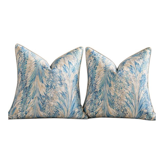 Lee Jofa Taplow Capri Sky Blue Pillows - 22" Pair For Sale