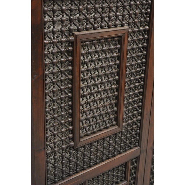 Vintage Middle Eastern 3 Panel Mashrabiya Lattice Folding Screen Room Divider For Sale In Philadelphia - Image 6 of 14