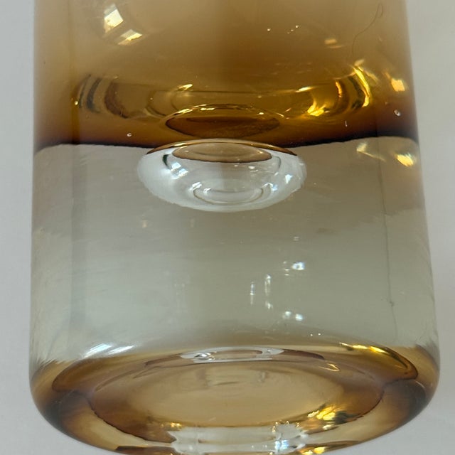 MCM Swedish Amber Glass Vase, Controlled Suspended Bubble, Borgstrom, Glasbruk, Pukeberg, Lsa Int; Krosno, Hand Blown Art Glass For Sale - Image 9 of 10