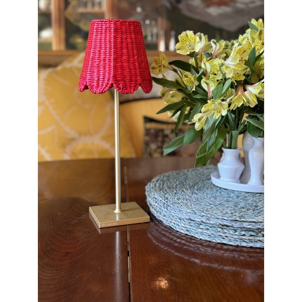 2020s Seagrass Shade Cover (Scalloped in Red) For Sale - Image 5 of 5