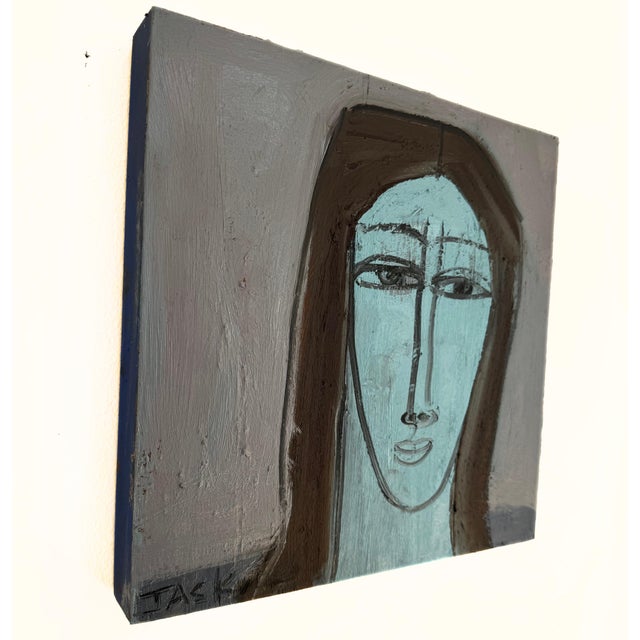 Rebecca Jack "Woman With Turquoise Face", Original Painting by Rebecca Jack For Sale - Image 4 of 4