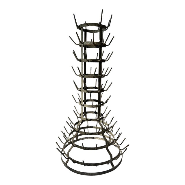 Antique French Zinc Wine Bottle Drying Rack Circa 1900