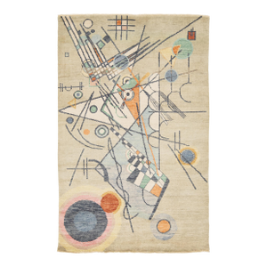 5x8 Kandinsky-Inspired Abstract Art Area Rug – Modern Art Deco Hand-Knotted Wool