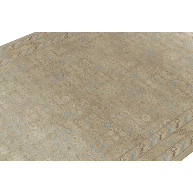 Rug & Kilim Rug & Kilim’s Khotan Style Rug in Gold, Beige-Brown and Blue Patterns For Sale - Image 4 of 7