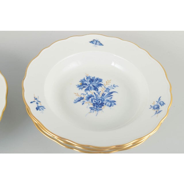 20th Century Deep Porcelain Plates with Floral Motifs by Meissen, Germany, Set of 4 For Sale - Image 3 of 5