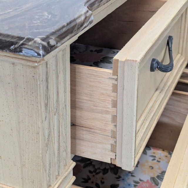 Tan Stanley Furniture Dresser With Marble Top and Multiple Drawers For Sale - Image 8 of 12
