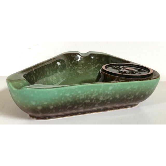 Avocado 1940 Hyde Park Rookwood Ashtray/Catchall With Dog Head Copper Medallion For Sale - Image 8 of 10