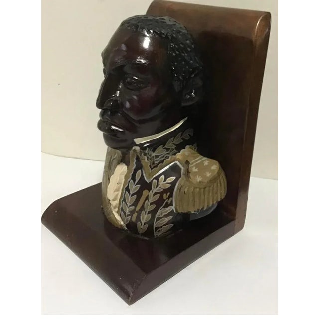 Wood Early 20th Century Folk Art General Wood Bust Sculpture Toussaint - Set of 2 For Sale - Image 7 of 8