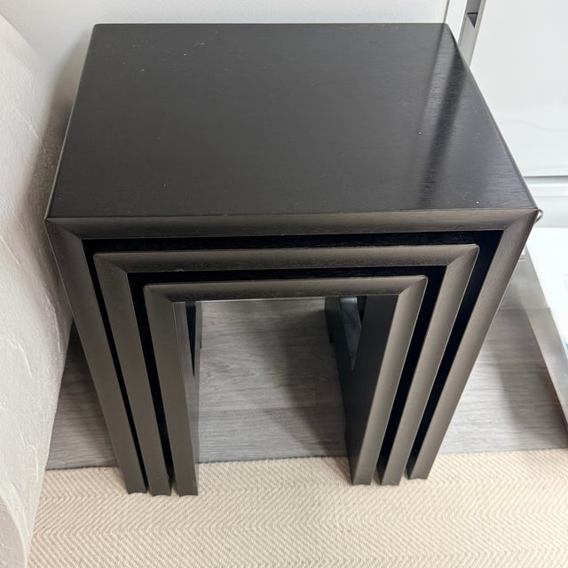 Wood Trio of Holly Hunt Modernist Nesting Tables For Sale - Image 7 of 10