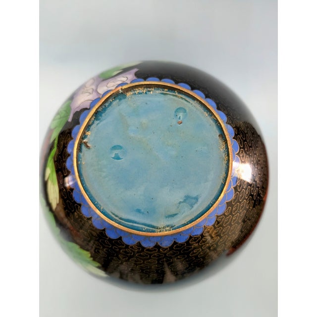 1950s Mid 20th Century Brass Cloisonné Ginger Jar Urn For Sale - Image 5 of 5