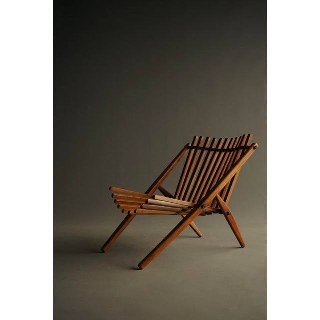 Vintage Dutch Slatted Lounge Chair in Beech, 1950s For Sale - Image 4 of 15