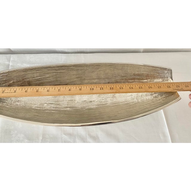 Crate & Barrel Crate & Barrel Handcrafted "Allegra" Nickel-Finish Oblong Centerpiece Bowl For Sale - Image 4 of 12