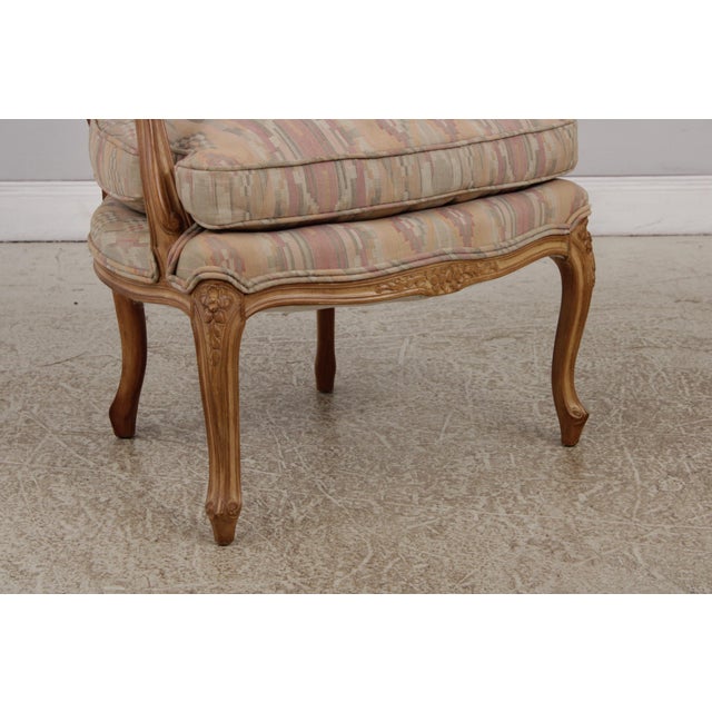 Pair MGM French Louis XV Upholstered Bergere Chairs For Sale - Image 9 of 18