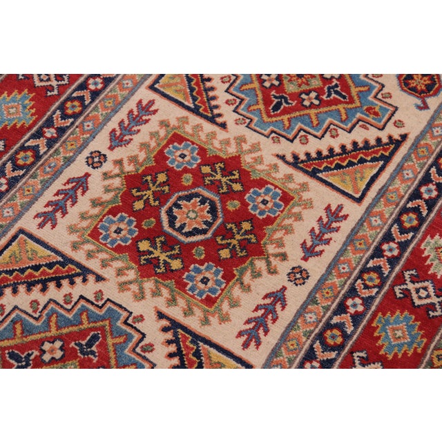 Shabby Chic Kazak Beige/Red Wool Rug - 3'5''x5'1'' For Sale - Image 4 of 10