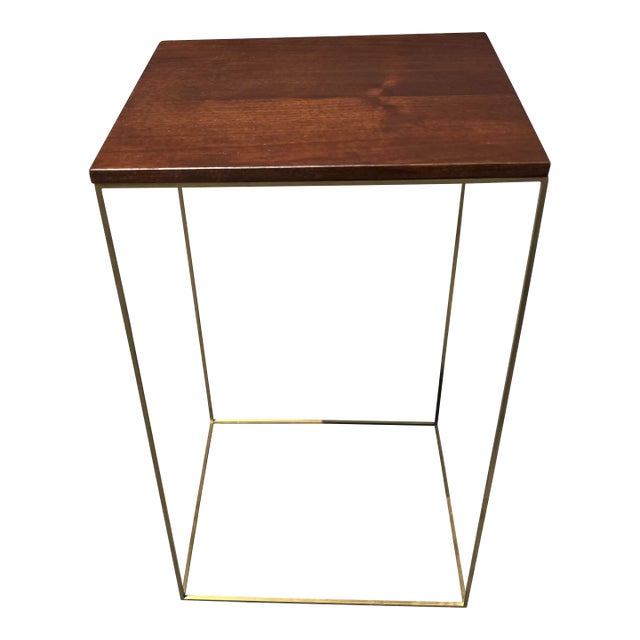 Walnut and Brass Side Tables Large For Sale