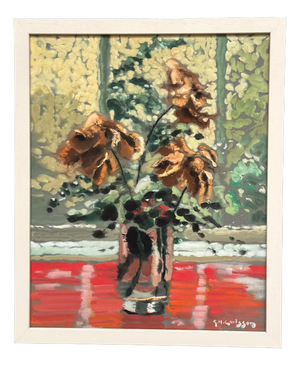 Gustav Herbert Carlsson, Withered Roses, 1950s, Oil on Paper, Framed
