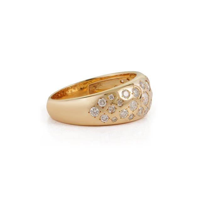 Metal Contemporary Natural Diamond Wide Band Bombe Ring in 14k Solid Gold Size 5.5 For Sale - Image 7 of 17