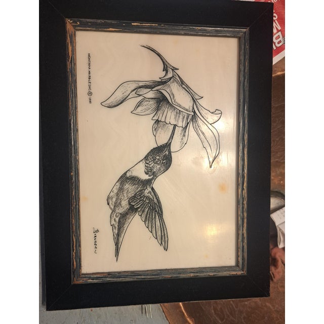 1960s Mid Century by Borgreen and Montana Marble Co. Co. Flower Picture Framed For Sale - Image 6 of 6