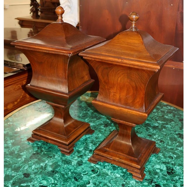 Late 19th Century Pair of Late 19th Century English Mahogany Regency Style Urn Knife Boxes For Sale - Image 5 of 12