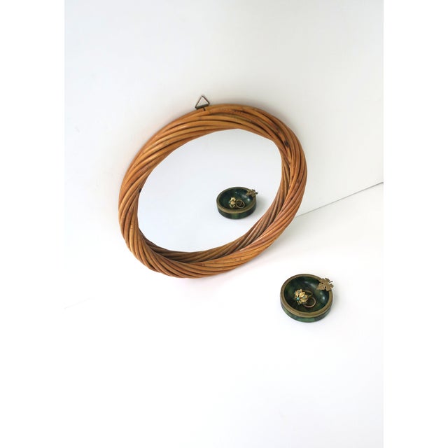 Franco Albini Wicker Rattan Round Wall Mirror, Circa 1970s - 1980s For Sale - Image 4 of 9