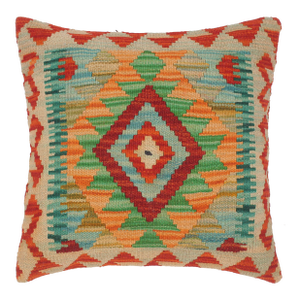 Tribal Turkish Alpha Hand Woven Kilim Throw Pillow