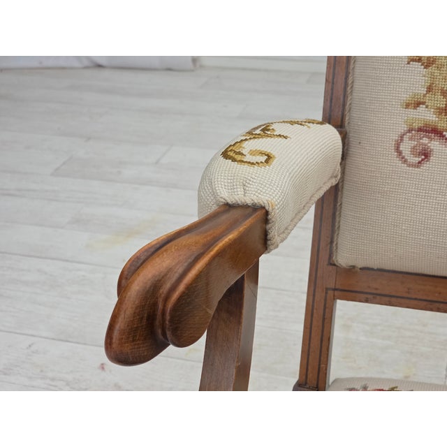 Danish Highback Rocking Chair in Handwoven Wool and Ash, 1930s For Sale - Image 14 of 18