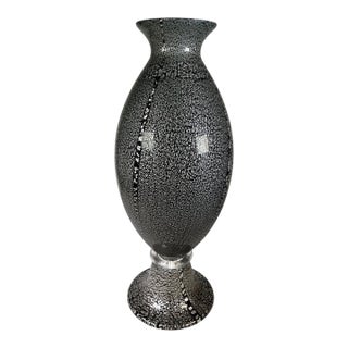 Murano Vase With Very Bright Silver Inclusions For Sale
