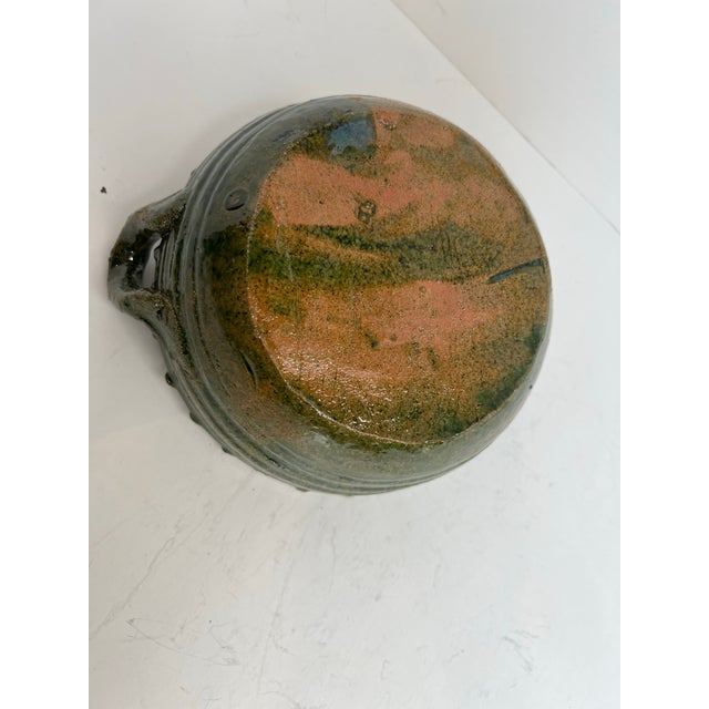 Green Rustic Oaxacan Barro Verde Pottery Serving Bowl With Handles Green Glazed Incised Floral Earthenware Oaxaca Mexico For Sale - Image 8 of 8