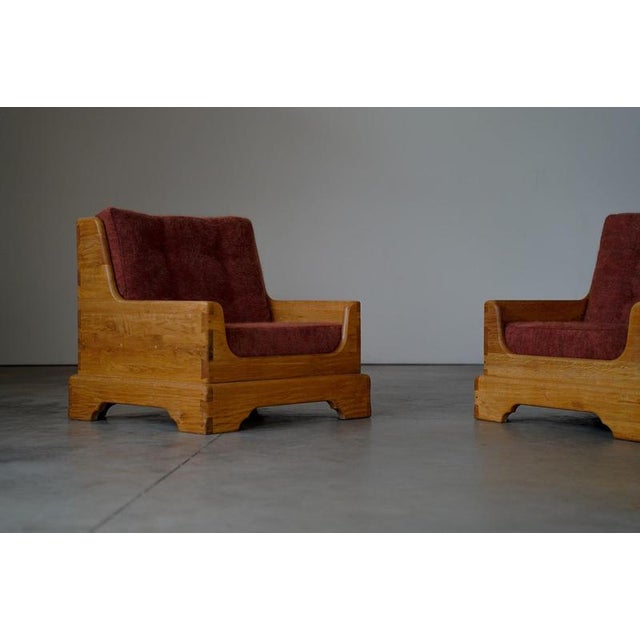 Rustic Rustic Oak Lounge Chairs, France, 1960s, Set of 2 For Sale - Image 3 of 14
