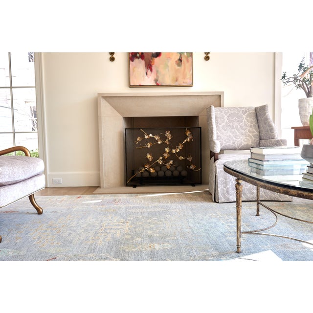 Metal Aged Gold Sakura Fireplace Screen Iron For Sale - Image 7 of 8