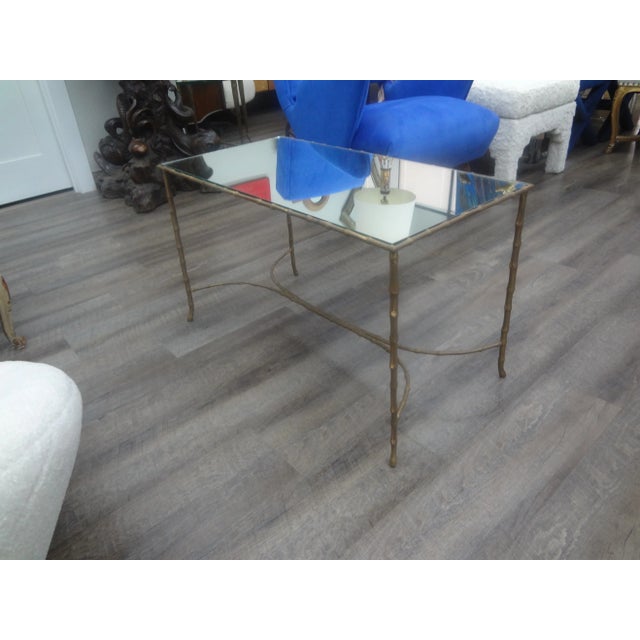 1940s French Maison Baguès Bronze and Mirror Coffee Table For Sale - Image 11 of 12