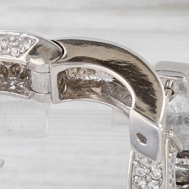 1.20ctw Diamond Hoop Earrings 14k White Gold Snap Top Hinged Hoops, A Pair For Sale In Greensboro - Image 6 of 6