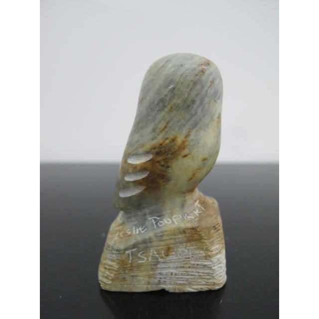 Leslie Poupart Alaskan Native Owl Soapstone Carving Sculpture Figurine For Sale - Image 4 of 6