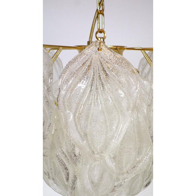 Italian Murano Ice Glass Leaf Arischoken Pendant Lamp from Novaresi, 1970s For Sale - Image 9 of 13