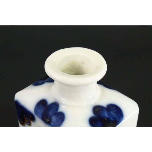 White 19th C. Old Paris Porcelain Perfume Vanity Bottle Blue & White Flowers & Gold For Sale - Image 8 of 11