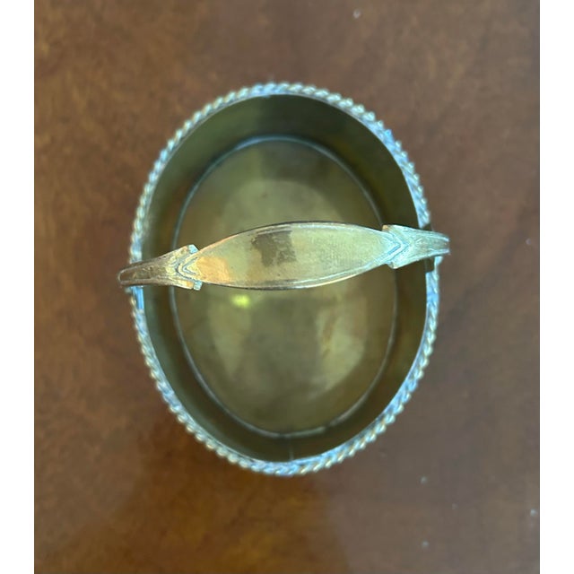 Mid 20th Century Vintage Mini Brass Woven Basket For Sale - Image 4 of 4