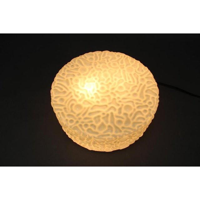 Mid-Century Textured Milk Glass Flush Mount, Czechoslovakia, 1960s For Sale - Image 9 of 10