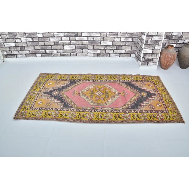 Handmade wool carpet in Turkish Anatolia , Vintage Oushak Rug,Turkish Vintage Anatolian Rug, Handmade wool Rug . One Of...