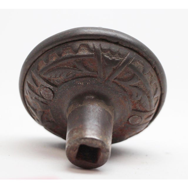 Antique Asymmetrical Cast Iron Lotus Door Knob For Sale - Image 4 of 4