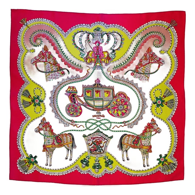 Hermes Paperoles 90 Silk Scarf Carriages & Nobles by C. Stuhlhofer-Mayr (2001) For Sale