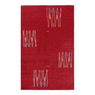Vintage Turkish Rug in Red With Colorful Geometric Patterns, From Rug & Kilim For Sale