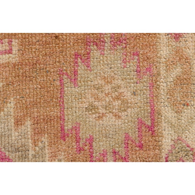 Tan Oushak Antique Wool Hallway Runner Rug For Sale - Image 8 of 10